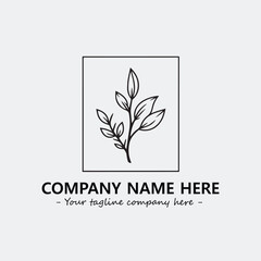 Plant illustration for logo company black and white vector image
