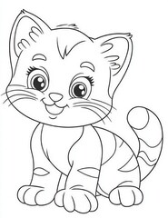 Obraz premium Whimsical Kitten: A charming illustration of a cute kitten, showcasing its adorable features and playful expression, perfect for coloring or creative projects.