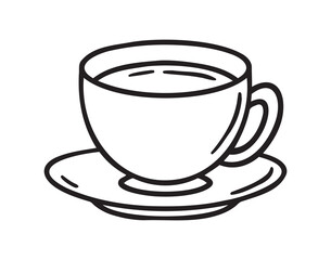 cup of coffee icon doodle hand drawn. Outline drawing cup of tea line clipart symbol