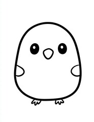 Fototapeta premium Whimsical Chick Illustration: A simple black and white line art illustration of an adorable chick, embodying the essence of springtime.