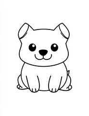 Naklejka premium Cute Cartoon Dog: A simple and charming cartoon illustration of a smiling dog with big eyes, perfect for children's books, greeting cards, and other projects. 