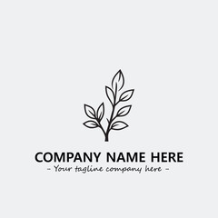 Plant illustration for logo company black and white vector image
