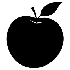 Honeycrisp Apple Silhouette Icon – Minimal Black Vector of Round Chunky Apple with Leaf and Stem
