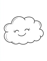 Obraz premium Smiling Cloud Illustration: A minimalist illustration of a cheerful cloud with a smiling face, perfect for adding a touch of joy and positivity to any design.