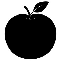 Northern Spy Apple Silhouette Icon – Minimal Black Vector of Large Round Apple with Flat Bottom and Leaf