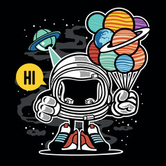 astronaut in space vector design
