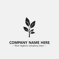 Plant illustration for logo company black and white vector image
