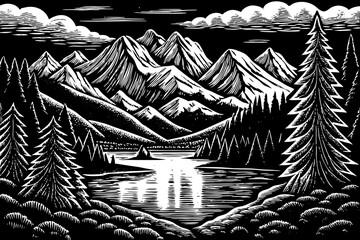 black and white natural wonders explore majestic peaks serene lakes tranquil forests enchanting sunsets breathtaking landscapes