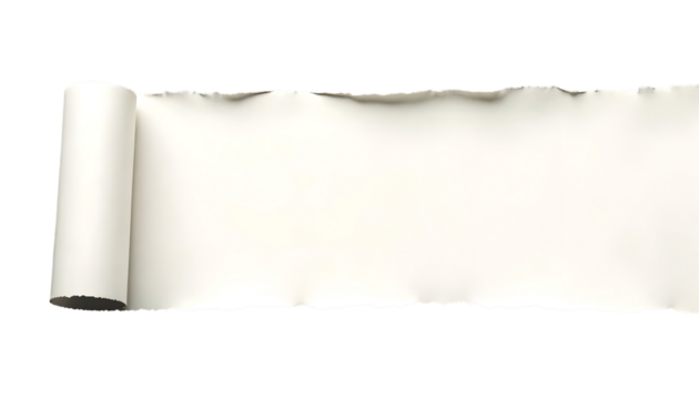 A white paper with a slightly burnt or torn effect on the edges
