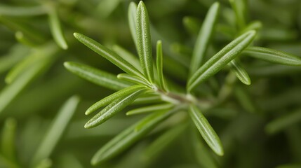 Obraz premium Close-up of a plant with long, thin leaves. the leaves are a vibrant green color and appear to be fresh and healthy. the background is blurred, making the leaves the focal point of the image.