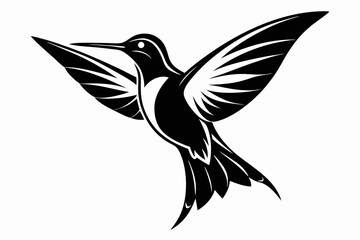 Obraz premium hummingbird silhouette line art vector illustration