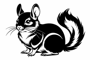 chinchilla silhouette line art vector illustration