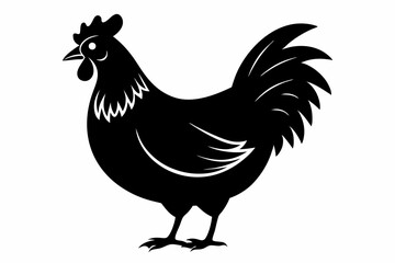 chicken silhouette line art vector illustration