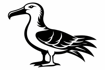 Obraz premium albatross silhouette line art vector illustration