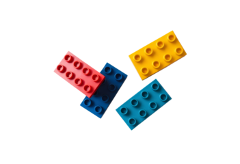 colorful plastic building blocks isolated on white background