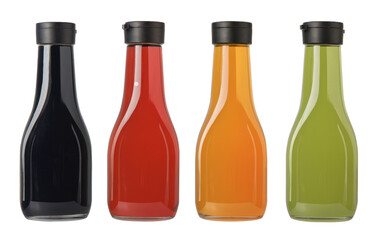 colorful sauce bottles isolated on white background