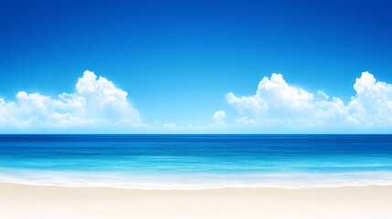Fototapeta premium Sandy beach with clear blue sky and ocean waves