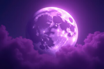 Funky Purple Haze Surrounding the Moon – Mystical Night Sky