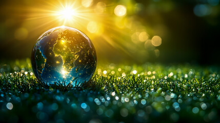 Environmental Protection Day banner with text 'WORLD NATURE CONSERVATION DAY JULY 28' on a background of Earth, trees, and sunligh