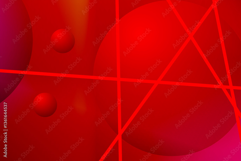 Fototapete vibrant red background with lines and soft circles creating an abstract pattern. the backlight effec