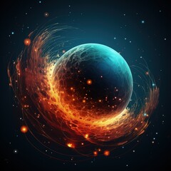 Modern Artistic Rendering of Neptune with Textured Thin Lines