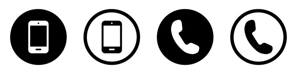 Phone and call icon set. Telephone call icon. cell phone icon symbol isolated with white background. Phone, call, icons, symbols.