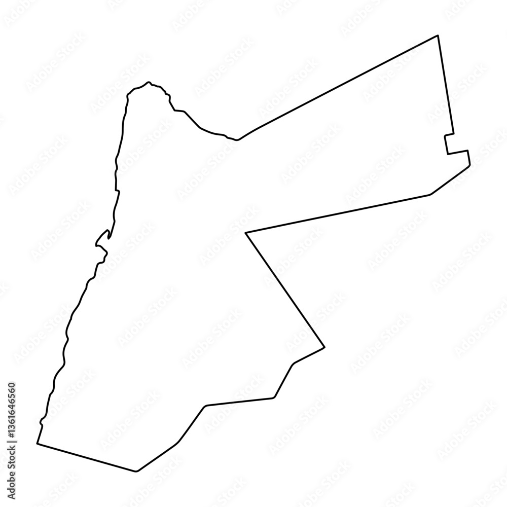 Poster simple outline map of jordan isolated on white background