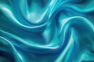 Obraz premium Aqua silk fabric with soft, flowing folds and elegant, shiny highlights. Use as background for luxury products, textile designs, or elegant visuals.
