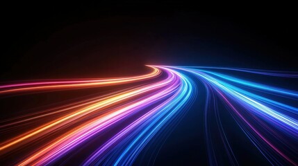 A vivid display of colorful light trails against a dark backdrop, creating a dynamic sense of motion and energy.