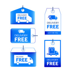 Free ship hanging labels, isolated on white background. Free ship badges icon set in vector illustration. Vector illustration