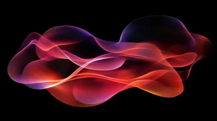 Crédence de cuisine Vagues fractales Abstract fractal with flowing red and blue smoke patterns on a black background, evoking smooth energy curves and artistic light waves  © Skskjsh