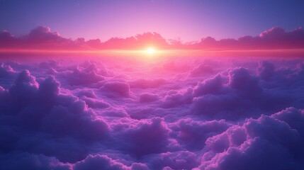 Surreal Sunset Above Purple Cloudscape