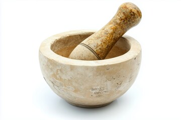 Pestle and mortar isolated on white background 