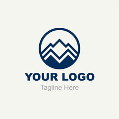 modern logo Of a mountain range inside a circle.