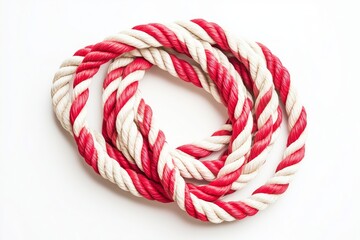 Red and white rope isolated on white background 