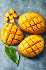 Juicy Mango Cubes, Fresh Tropical Fruit Slices