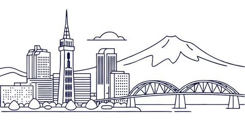 Obraz premium Vector illustration of a city skyline with buildings and landmarks