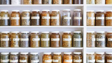 medicinal herbs in jars