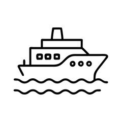 Obraz premium Cruise Ship Icon Outline on Water 