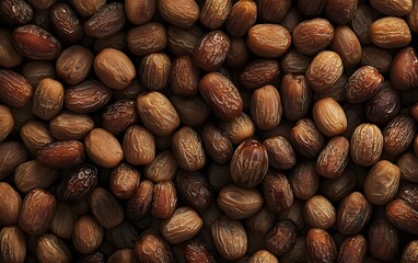 Closeup of Many Dried Dates Fruit Background Texture