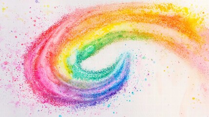 Mesmerizing rainbow colored powder swirl capturing the essence of colorful artistic expression