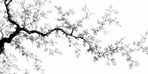 Monochrome Tree Branch Illustration
