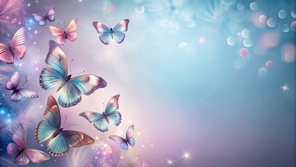 Enchanted Flutter A Serene Composition of Pastel Butterflies in Flight Against a Soft, Dreamy Background