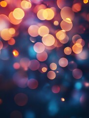 Abstract Blurred Lights Background with Bokeh Effect in Warm and Cool Tones