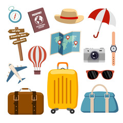 travel vacation vector icon pack consisting of luggage suitcase passport holiday © Ahmad