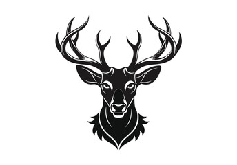Silhouettes of Deer Head set  with Antlers, Perfect for Design Projects