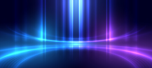 Obraz premium Abstract background. Shiny light effect scene. Future technology light speed motion concept. Futuristic technology pattern for banner or poster design.