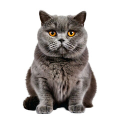 Obraz premium A chubby British Shorthair cat sitting with a grumpy face
