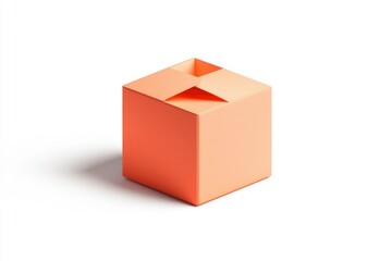 Obraz premium Geometric peach-colored cube