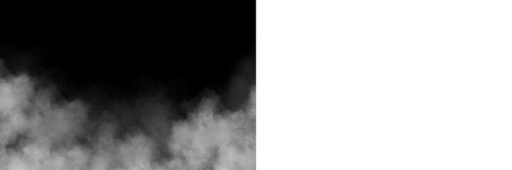 fog, smoke, translucent element for decoration. white clouds, haze, on a transparent and black background	
